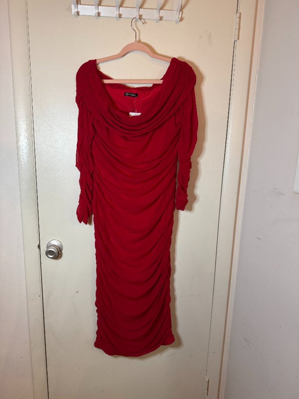 Ruched Red Off the Shoulder Dress